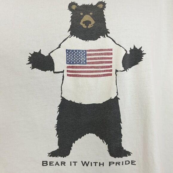 Bear It With Pride T Shirt Vintage 90s Y2K American Flag Made In Canada Mens XL - Picture 2 of 5